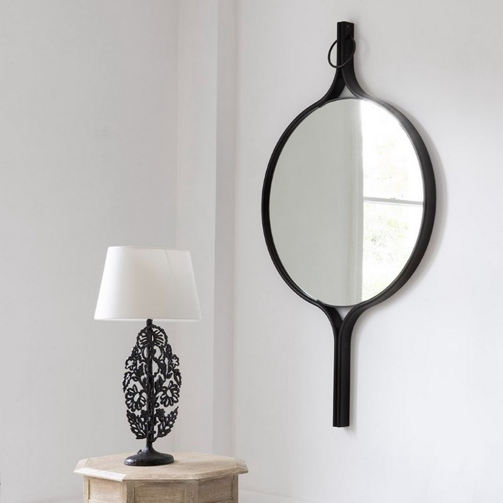 Matthew Round Wall Mirror by William Yeoward in Faux Bronze